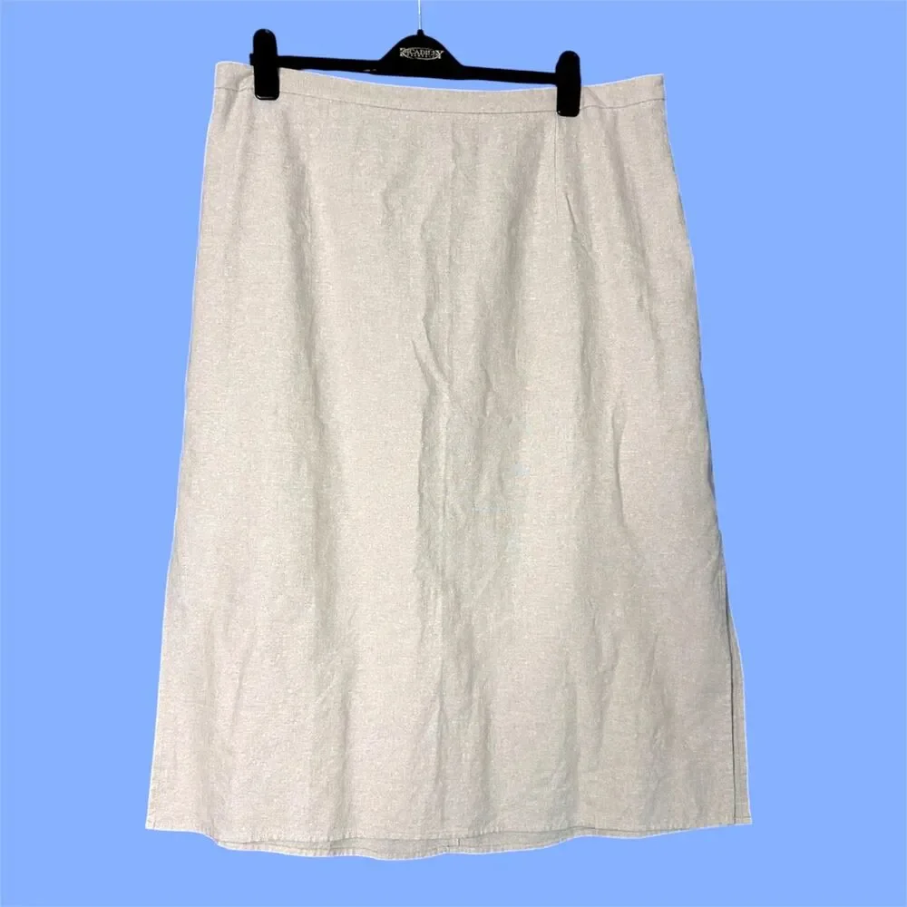 Old Navy Womens Cream Midi Skirt XL Neutral Capsule Wardrobe‎ Linen Minimalist